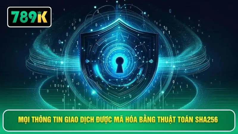 Mọi thông tin giao dịch được mã hóa bằng thuật toán SHA256